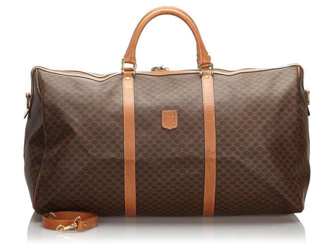 Céline Celine Brown Macadam Travel Bag Leather Plastic  ref.165807