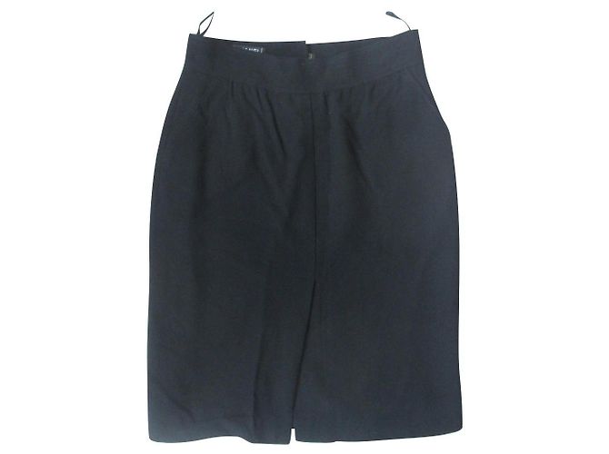 Chanel Black Wool Pencil Skirt