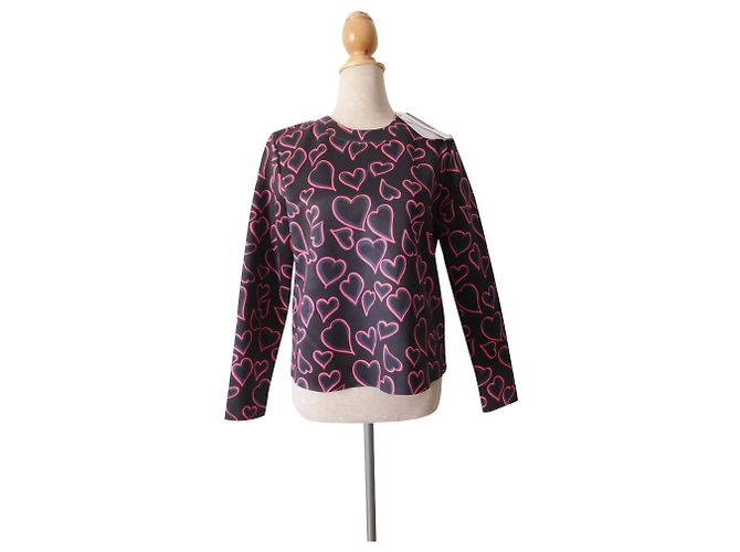 Max Mara Sport Max Bluse Schwarz mit Herzen