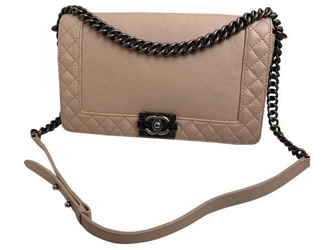 Le Boy Chanel Rosa Couro  ref.165896