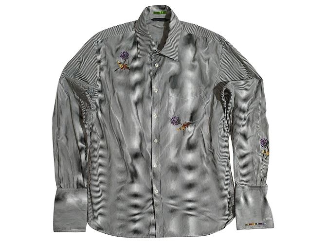 Camicia Paul Smith a righe in cotone con ricami Multicolore