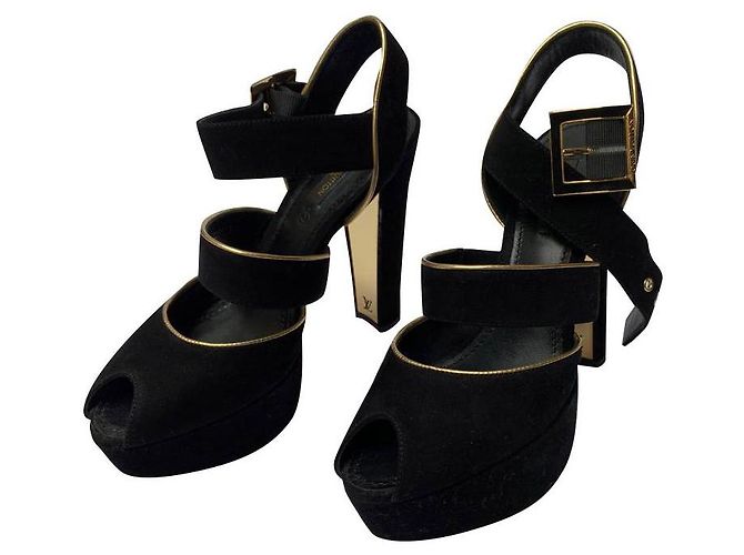 Louis Vuitton Vuitton black suede evening pumps