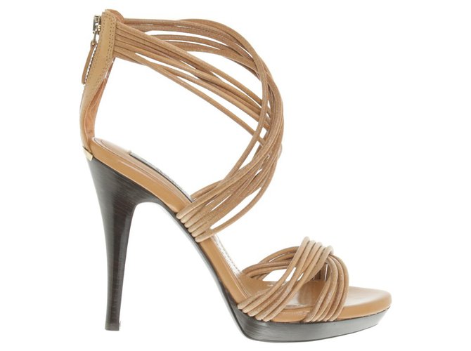Burberry High heeled sandals Brown Leather  ref.166020