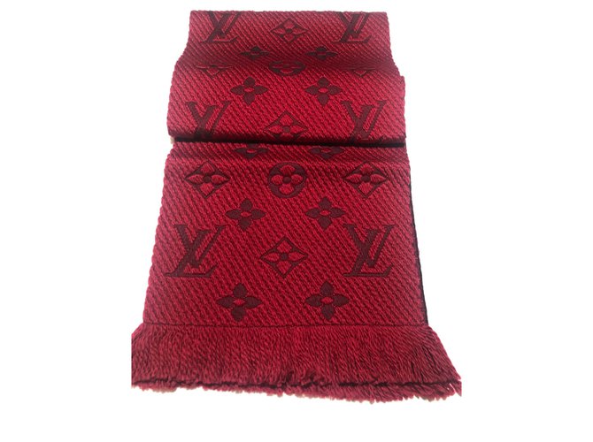 Logomania Louis Vuitton Red Silk Wood  ref.166095