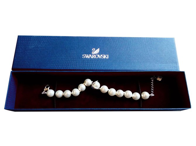 Swarovski Perlas y cristales Blanco Plata  ref.166163
