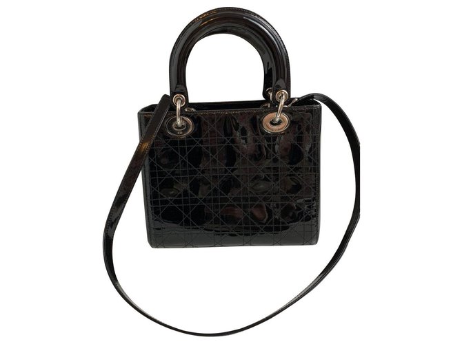 Lady Dior DIOR Black Patent leather  ref.166180