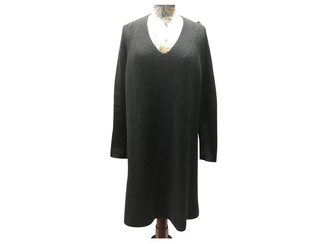 Hermès Kleid Grau Wolle  ref.166308