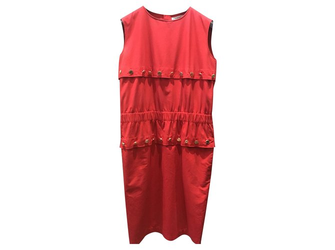 Chanel Vestir Vermelho Algodão  ref.166310