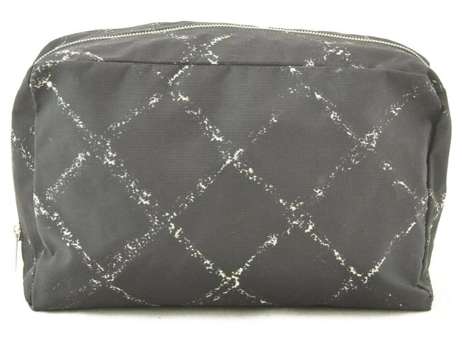 Chanel Travel Line Canvas Clutch Bag Black Cloth  ref.166318