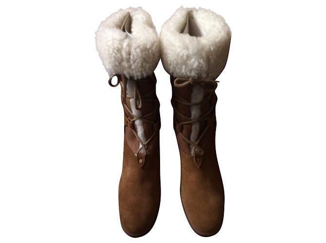 Botas de cano curto Chloé em couro de cervo caramelo 40
