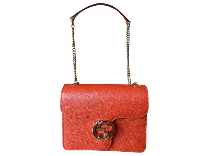 Borsa Gucci Interlocking in pelle ARANCIONE Orange Leather  ref.166352