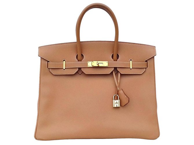 Acapulco Hermès Birkin handbag 35 Natural Epsom leather Golden jewelry Beige  ref.166360