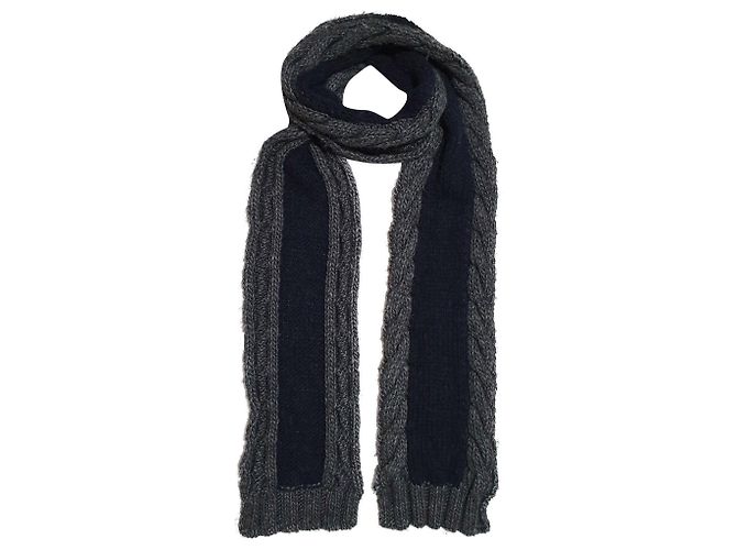 Sciarpa D&G in lana e viscosa Grigio Blu Navy