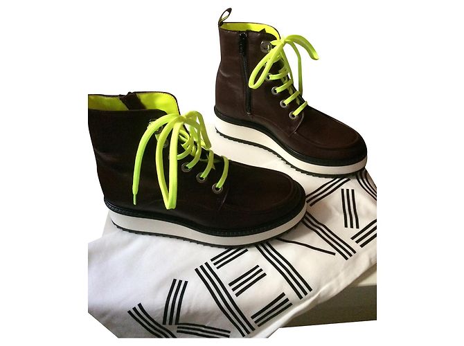 Botines Kenzo de cuero marrón talla 36 Castaño