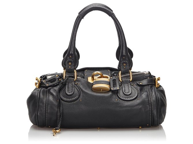 Chloé Chloe Black Leather Paddington Handtasche Schwarz Leder  ref.166483