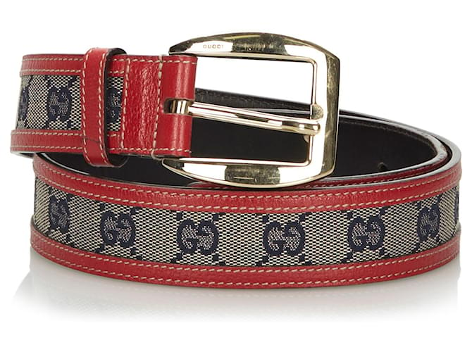 Cinturón de lona Gucci Brown GG Castaño Roja Beige Cuero Lienzo Paño  ref.166492