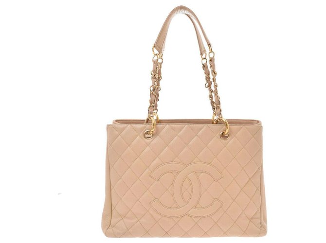 Chanel Graffiti Shopping Tote Beige Leather  ref.166558