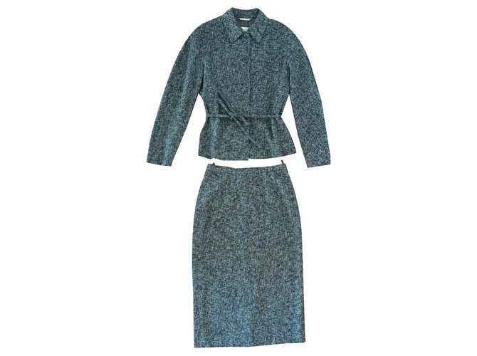 Max Mara Skirt suit Grey Wool Polyamide  ref.166585