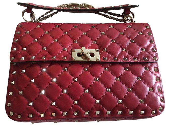 Valentino Rock stud Red Leather  ref.166616