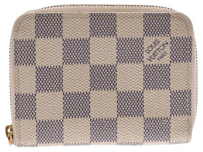 Louis Vuitton Damier Azure zip em torno da bolsa Branco Lona  ref.166641
