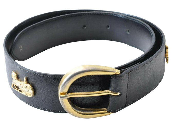 Céline Horse Carriage Belt Black Leather  ref.166670