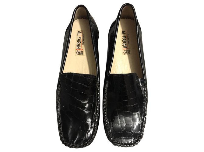 Autre Marque moccasins in real calf leather with black crocodile print Lambskin  ref.166682