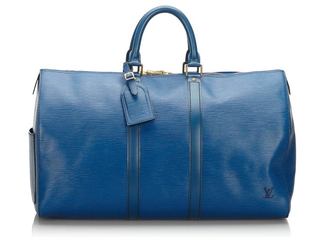 Louis Vuitton Blue Epi Keepall 45 Azul Cuero  ref.166726