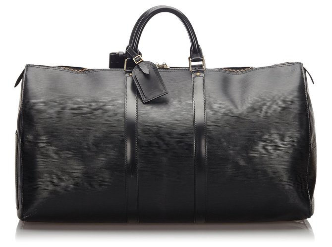 Louis Vuitton Black Epi Keepall 50 Schwarz Leder  ref.166741