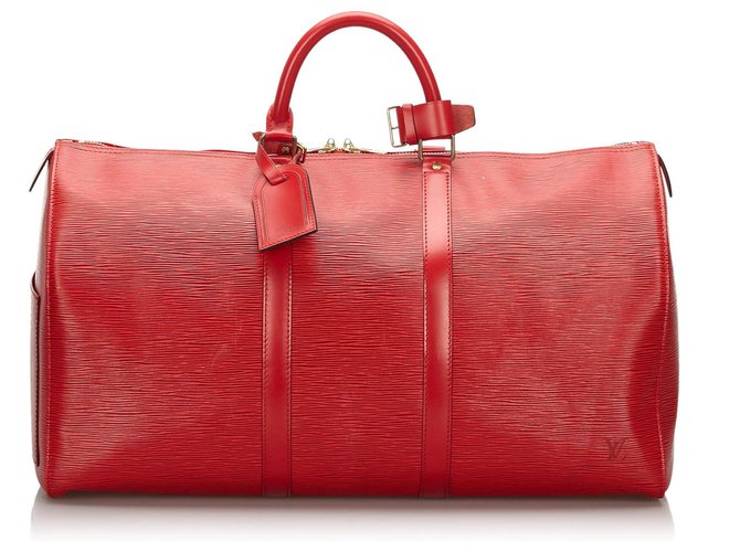 Louis Vuitton Red Epi Keepall 50 Roja Cuero  ref.166774