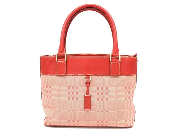 Burberry Vintage Einkaufstasche Pink Leinwand  ref.166796