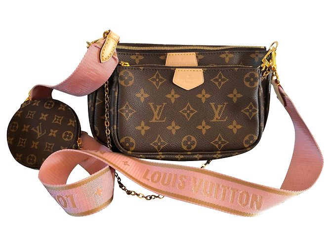 Multi Pochette Louis Vuitton Accessori multi-tasca Marrone Rosa D'oro Tela
