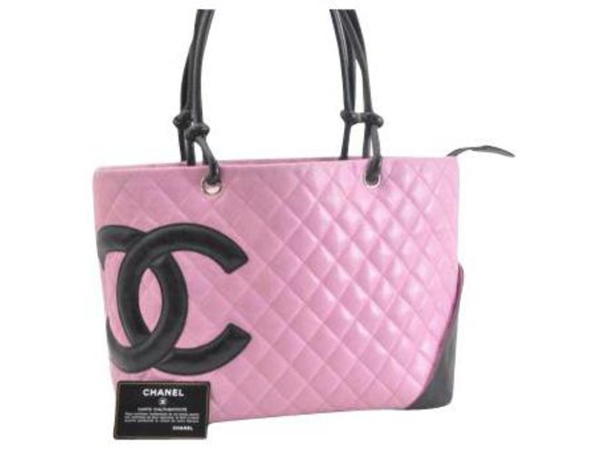 Chanel Cambon-Einkaufstasche Pink Leder  ref.166926