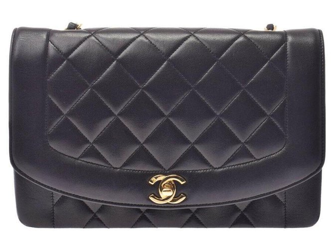 Chanel Matrasse Chain Diana Black Leather  ref.166935