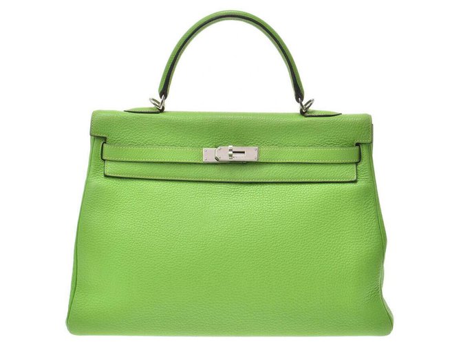 Kelly Borsa Hermès Vintage Verde Pelle  ref.166940