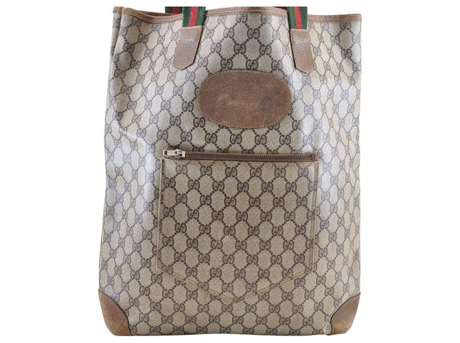 Gucci Sherry Line GG Tote Bag Brown Cloth  ref.166942