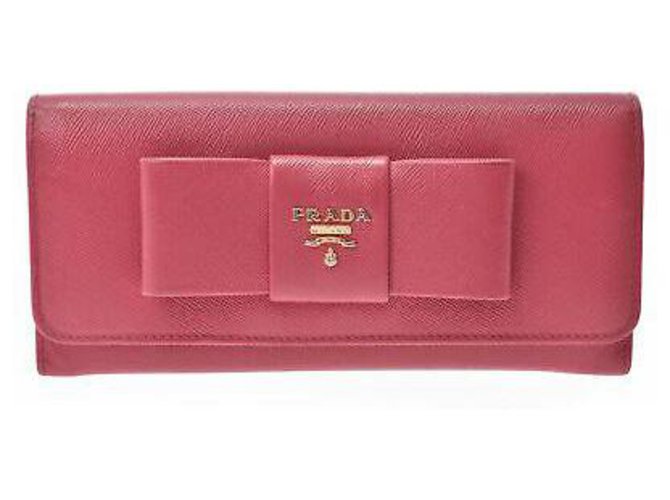 Prada leather wallet Pink  ref.166988