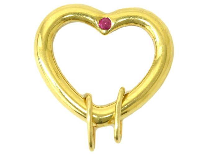Autre Marque TIFFANY & CO. Heart Ruby Pendant Top Necklace Yellow Yellow gold  ref.167009