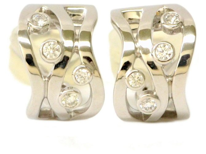 Boucle d'oreille en diamant Mikimoto Or blanc Doré  ref.167056