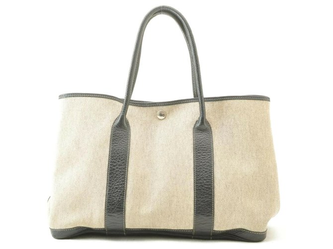 Hermès Garden Party PM Tote Bag Grey Leather  ref.167114