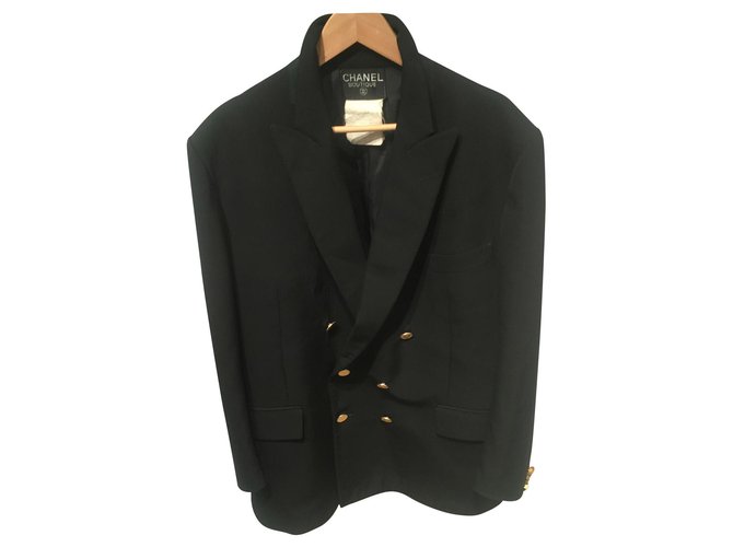 Chanel Jackets Black Wool  ref.167130