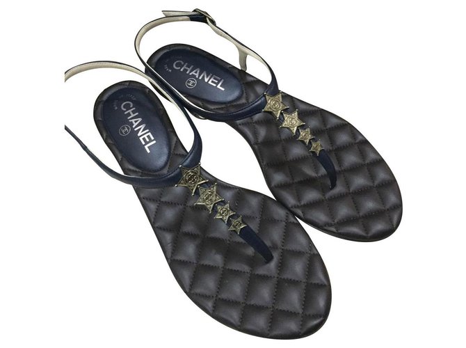 Chanel sandali Blu Pelle  ref.167132
