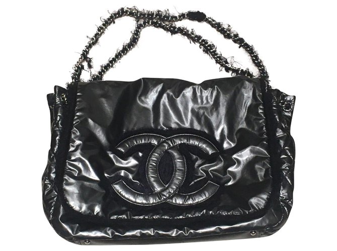 Chanel Handbags Black Dark grey Synthetic Nylon  ref.167147