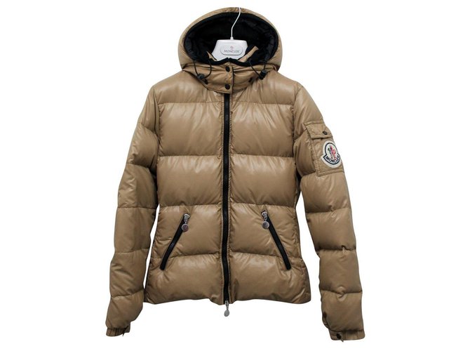 Moncler Real Down Jacket with removable Hood Size Small Light brown Polyamide  ref.167152