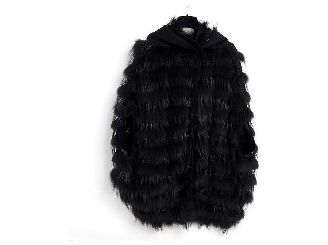 Fendi VOLPE NERA IN CASHMERE FR38 Nero