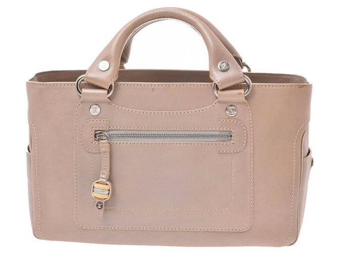 Céline Vintage Handbag Bege Couro  ref.167212