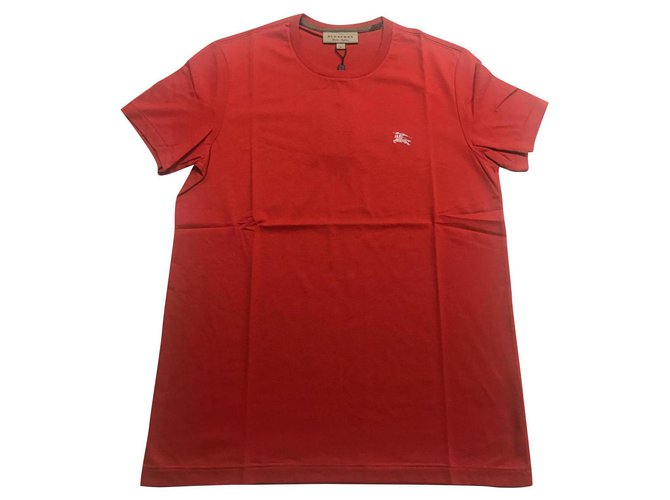 BURBERRY, nuova maglietta burberry nuova Rosso Cotone  ref.167254