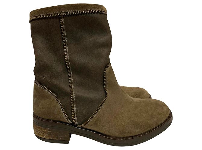 Autre Marque Ras Ankle Boots Grey Suede Size 35