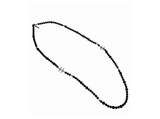 Sautoir Chanel Perle Noir  ref.167439