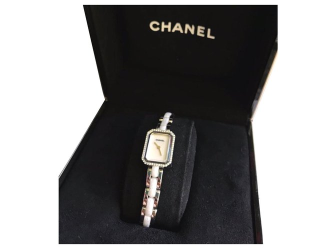 Chanel relógio de estreia branco com diamantes Metal  ref.167443