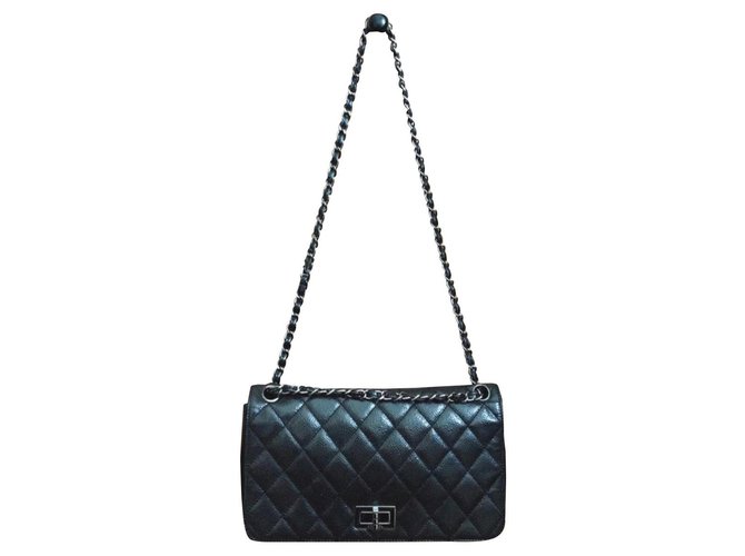 Chanel mademoiselle lock black caviar flap bag Leather  ref.167444